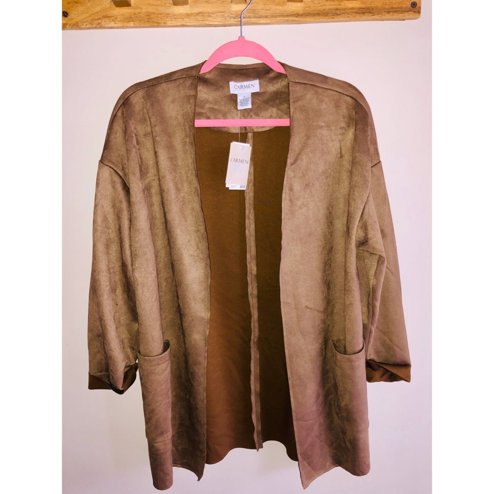 Carmen Marc Valvo Faux Leather Cardigan - NWT